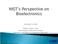 NIST's Perspective on Bioelectronics