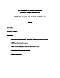 PCC Guidelines for Creating Bibliographic Records in Multiple Character Sets