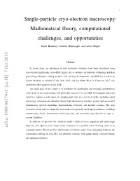 Single-Particle Cryo-Electron Microscopy: Mathematical Theory, Computational Challenges, and Opportunities