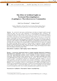 The Effect of Artificial Lights on Nocturnal Macrolepidoptera (Lepidoptera: Macroheterocera) Communities