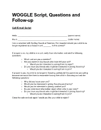 WOGGLE Script, Questions and Follow-Up