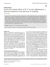 Local and Systemic Effects of IL-17 in Joint Inflammation