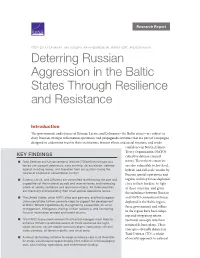 Deterring Russian Aggression in the Baltic States Through Resilience and Resistance