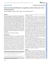 Genome-Wide Identification of Signaling Center Enhancers in the Developing Limb Julia E