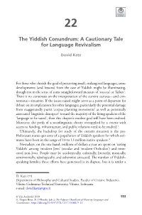 “The Yiddish Conundrum. a Cautionary Tale for Language
