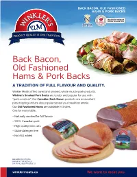 Back Bacon, Old Fashioned Hams & Pork Backs