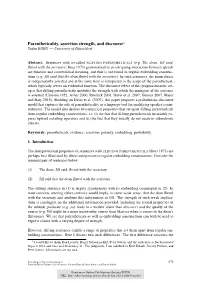 Parentheticality, Assertion Strength, and Discourse1 Todor KOEV — University of Dusseldorf¨