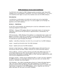 RIPE Database Terms and Conditions