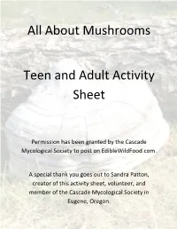 About Mushrooms Activity Sheet