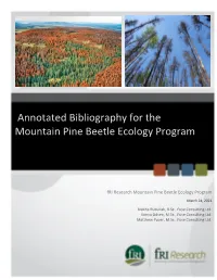 Annotated Bibliography for the Mountain Pine Beetle Ecology Program