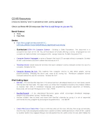 CS K8 Resources (Resources Listed by “Area” in Alphabetical Order, and by Age/Grade)