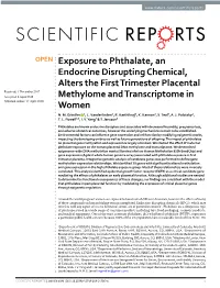 Exposure to Phthalate, an Endocrine Disrupting Chemical, Alters the First