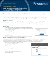 Login and Authentication Instructions to Access Webster Web-Link®
