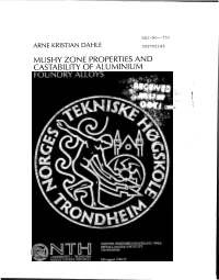 Mushy Zone Properties and Castability of Aluminium Foundry Alloys