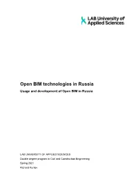 Open BIM Technologies in Russia Usage and Development of Open BIM in Russia