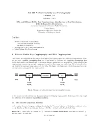 Public Key Cryptography and RSA Cryptosystem
