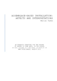 ASSEMBLAGE-BASED INSTALLATION: AFFECTS and INTERPRETATIONS Marian Tubbs
