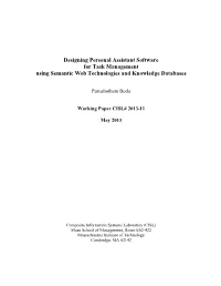 Designing Personal Assistant Software for Task Management Using Semantic Web Technologies and Knowledge Databases