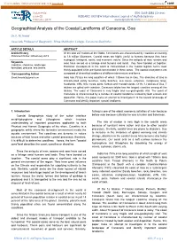 Geographical Analysis of the Coastal Landforms of Canacona, Goa