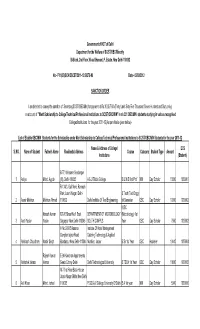 Sl.NO. Name of Student Father's Name Residential Address Name & Address of College/ Institutions Course Category Student