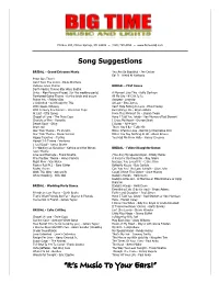 Suggested Song List