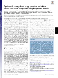 Systematic Analysis of Copy Number Variation Associated with Congenital Diaphragmatic Hernia