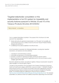 Targeted Stakeholder Consultation on the Implementation of an EU System for Traceability and Security Features Pursuant to Artic