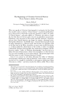 The Beginnings of Christian Universal History. from Tatian to Julius Africanus