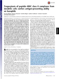 Trogocytosis of Peptide–MHC Class II Complexes from Dendritic Cells Confers Antigen-Presenting Ability on Basophils