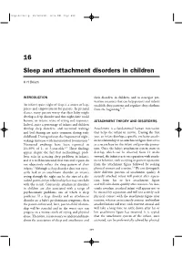 16 Sleep and Attachment Disorders in Children