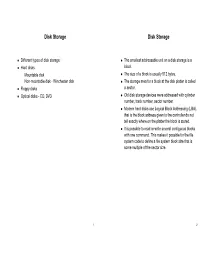 Disk Storage Disk Storage