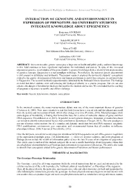 Interaction of Genotype and Environnment in Expression of Phenotype: Do University Students Integrate Knowledge About Epigenetics