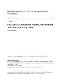 Robin Le Poidevin, ARGUING for ATHEISM: an INTRODUCTION to the PHILOSOPHY of RELIGION
