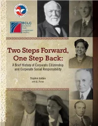 Two Steps Forward, One Step Back: a Brief History of Corporate Citizenship and Corporate Social Responsibility
