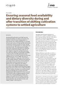 Ensuring Seasonal Food Availability and Dietary Diversity During and After Transition of Shifting Cultivation Systems to Settled Agriculture