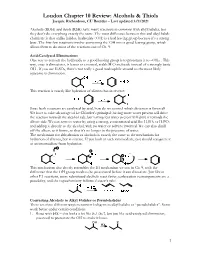 Loudon Chapter 10 Review: Alcohols & Thiols