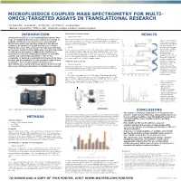 Microfluidics Coupled Mass Spectrometry for Multi- Omics/Targeted Assays in Translational Research