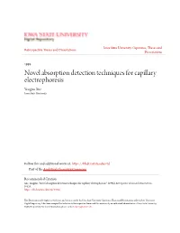 Novel Absorption Detection Techniques for Capillary Electrophoresis Yongjun Xue Iowa State University