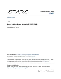 Report of the Board of Control: 1960-1962