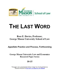 Ross E. Davies, the Last Word, 11 J. App. Prac. and Proc. ___ (2011)