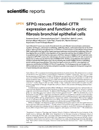 SFPQ Rescues F508del-CFTR Expression and Function in Cystic