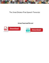 The Great Dictator Final Speech Transcript