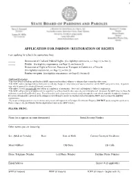 Application for Pardon / Restoration of Rights