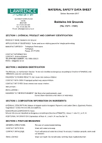 Baldwins Ink Grounds MATERIAL SAFETY DATA SHEET