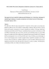 But Not Both: the Exclusive Disjunction in Qualitative Comparative Analysis (QCA)’