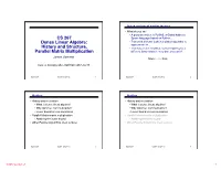 CS 267 Dense Linear Algebra: History and Structure, Parallel Matrix