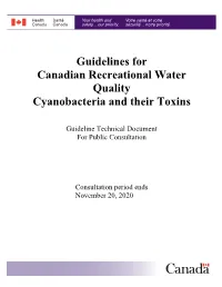Cyanobacteria and Their Toxins – for Public Consultation 2020