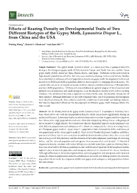 Effects of Rearing Density on Developmental Traits of Two Different Biotypes of the Gypsy Moth, Lymantria Dispar L., from China and the USA