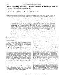 Insulin-Degrading Enzyme: Structure-Function Relationship and Its Possible Roles in Health and Disease