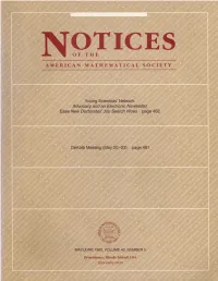 Notices of the American Mathematical Society Is in Federal Support of Science and Published Monthly Except Bimonthly in May, June, Technology